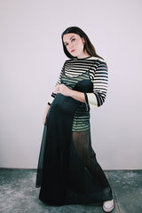 sleeveless black nightie slip dress ankle length vintage 1980's