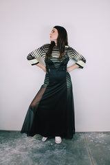 sleeveless black nightie slip dress ankle length vintage 1980's