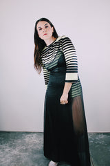 sleeveless black nightie slip dress ankle length vintage 1980's