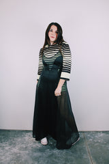 sleeveless black nightie slip dress ankle length vintage 1980's