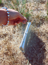 silver metallic clutch purse with chain handle 1960's vintage