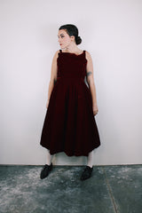 1950's maroon velvet evening dress sleeveless with full skirt