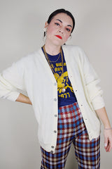 vintage 1980's The Fox Sweater label XL off white long sleeve acrylic material button up cardigan
