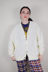 vintage 1980's The Fox Sweater label XL off white long sleeve acrylic material button up cardigan