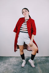 red velvet quilted robe duster jacket women's vintage 1960's