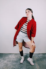 red velvet quilted robe duster jacket women's vintage 1960's