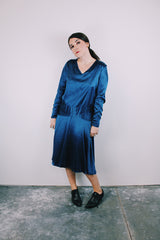 long sleeve blue silk 1930's vintage dress