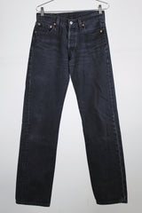 black wash 501 levi's vintage denim jeans 5 button closure