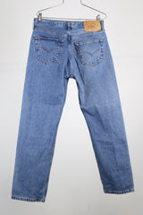 medium wash 501 levi's denim jeans button front closure 33 x 30