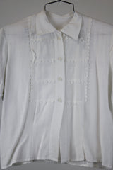 short sleeve white button up blouse women's vintage 1950's