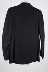 black wool double breasted tuxedo blazer with satin lapels vintage 1940's