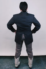 Women's or men's western style vintage 1970's Levi's Western Wear, San Francisco label long sleeve dark chocolate brown polyester blazer with two button closure.