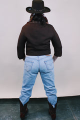 Women's vintage 1960's Buddy Bates label pure silk 3/4 arm length cropped chocolate brown jacket with round neck, three fabric covered buttons, and a full liner.