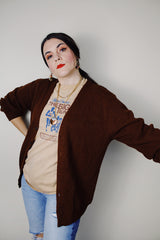 vintage 1970's Pendleton, Made in USA long sleeve wool material chocolate brown button up cardigan