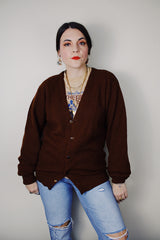 vintage 1970's Pendleton, Made in USA long sleeve wool material chocolate brown button up cardigan