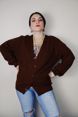 vintage 1970's Pendleton, Made in USA long sleeve wool material chocolate brown button up cardigan