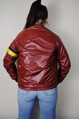 vintage 1970's Baskin, Made in Italy label long sleeve heather grey wool material printed button up cardigan sweater