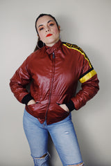 vintage 1970's Baskin, Made in Italy label long sleeve heather grey wool material printed button up cardigan sweater