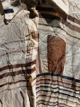 sheer cropped button up blouse with collar and ruched cuffs and hems women's retro 1990's