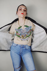 vintage 1980's California label long sleeve brown zip up sports jacket with green stripes on the sleeves in nylon material