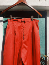 burnt orange silk like high waisted pants vintage 1970's women's