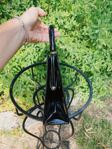 black patent leather box purse with gold hardware 1950's vintage