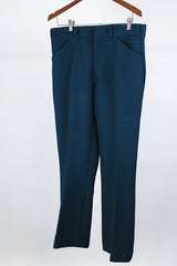 Women's or men's vintage western style 1970's dark forest green polyester two piece suit and jacket suit. Light green contrast thread throughout.