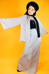 light lavender sheer caplet and maxi skirt set vintage 1970's