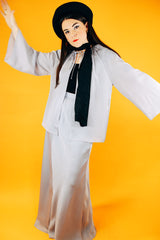 light lavender sheer caplet and maxi skirt set vintage 1970's