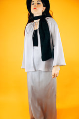 light lavender sheer caplet and maxi skirt set vintage 1970's