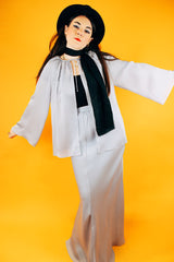 light lavender sheer caplet and maxi skirt set vintage 1970's