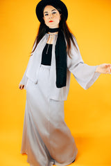 light lavender sheer caplet and maxi skirt set vintage 1970's