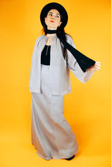 light lavender sheer caplet and maxi skirt set vintage 1970's