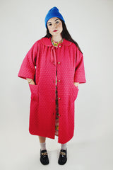 hot pink quilted robe duster vintage 1950's