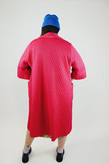 hot pink quilted robe duster vintage 1950's