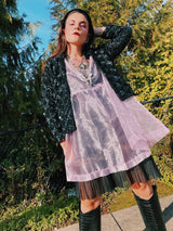 long sleeve open black sequined jacket with mandarin collar women's vintage 1980's