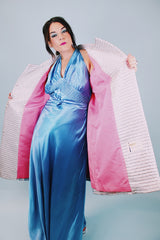 1960's vintage silver metallic double breasted coat with collar