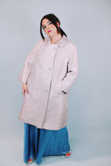 1960's vintage silver metallic double breasted coat with collar