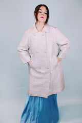 1960's vintage silver metallic double breasted coat with collar