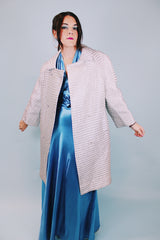 1960's vintage silver metallic double breasted coat with collar