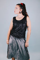 1960's sleeveless beaded and sequined black top