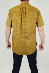 mustard short sleeve pendleton wool men's button up line pattern