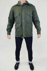vintage 1940's green wool white stag men's work jacket with pockets and popper buttons