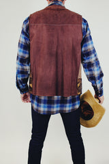 vintage sleeveless men's vest buttons up the front in fur and suede