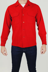 vintage men's long sleeve pendleton wool button up shirt in bright red