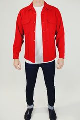 vintage men's long sleeve pendleton wool button up shirt in bright red