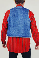 men's vintage levi's orange lable denim western style vest with popper buttons and two front pockets