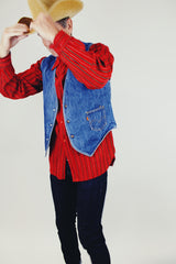 men's vintage levi's orange lable denim western style vest with popper buttons and two front pockets