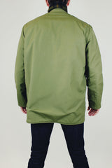 vintage men's wool pendleton long reversible coat one side is solid army green one side is green plaid print