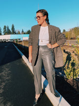 grey tartan wool blazer vintage 1960's men's blazer jacket